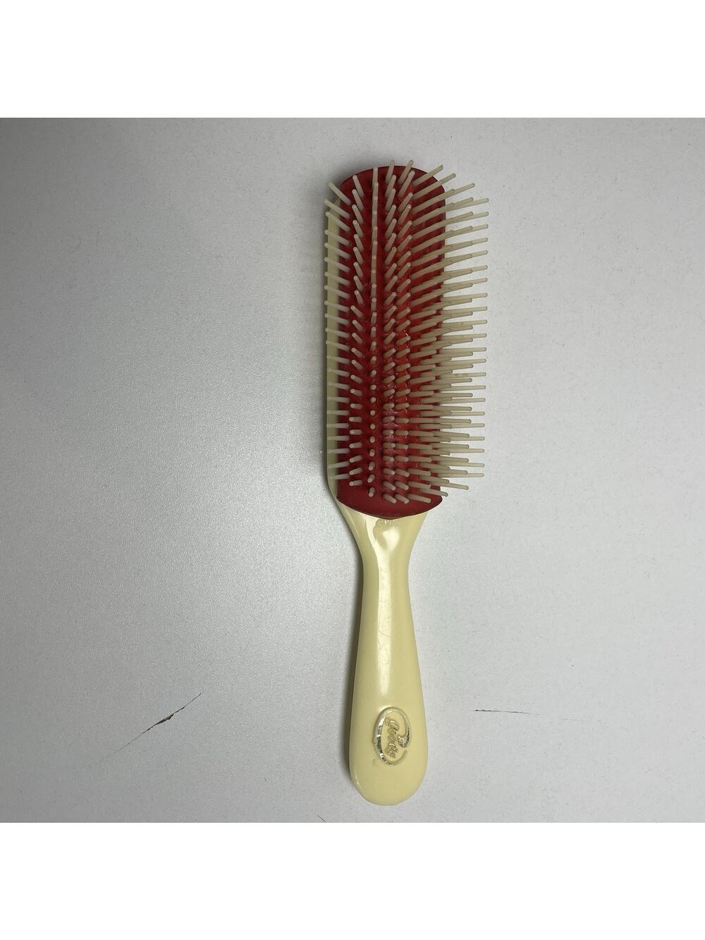 Vintage Goody Red Rubber Base Plastic Handle Bristles Hair Brush 8”
